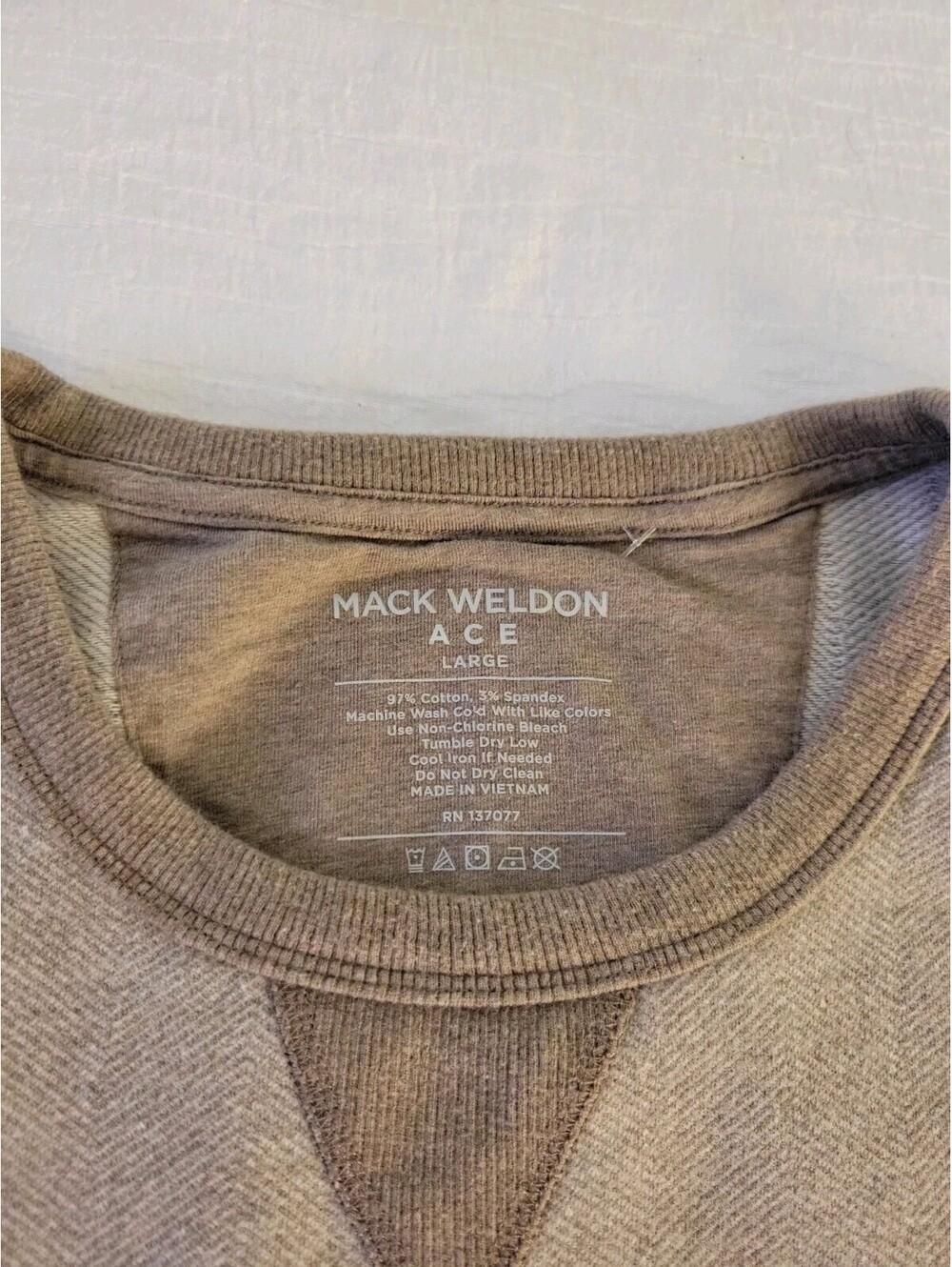 eBay Title:Mack Weldon ACE Crewneck Sweatshirt Men’s Large Brown Cotton Stretch